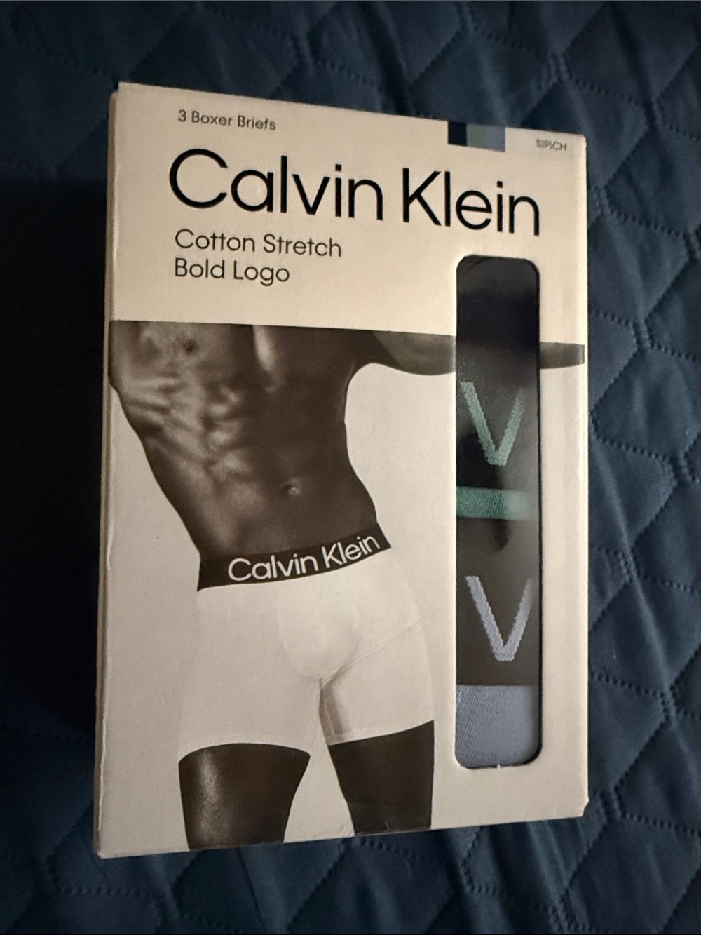Calvin Klein 3-Pack Cotton Stretch Boxer Briefs in Navy, Light Blue, green